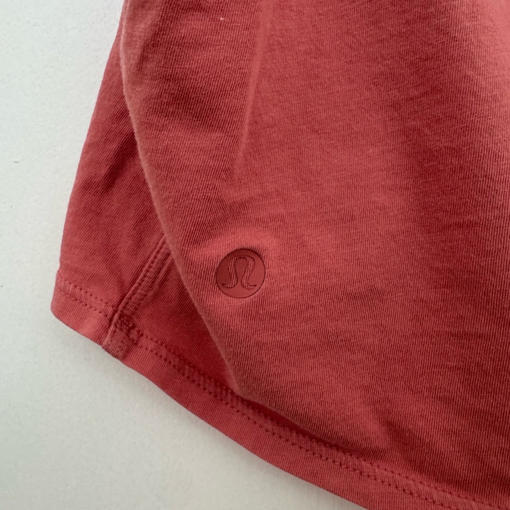 Lululemon Athletica Pink Orange Muscle Tee Crop Cut Out - Picture 3 of 3